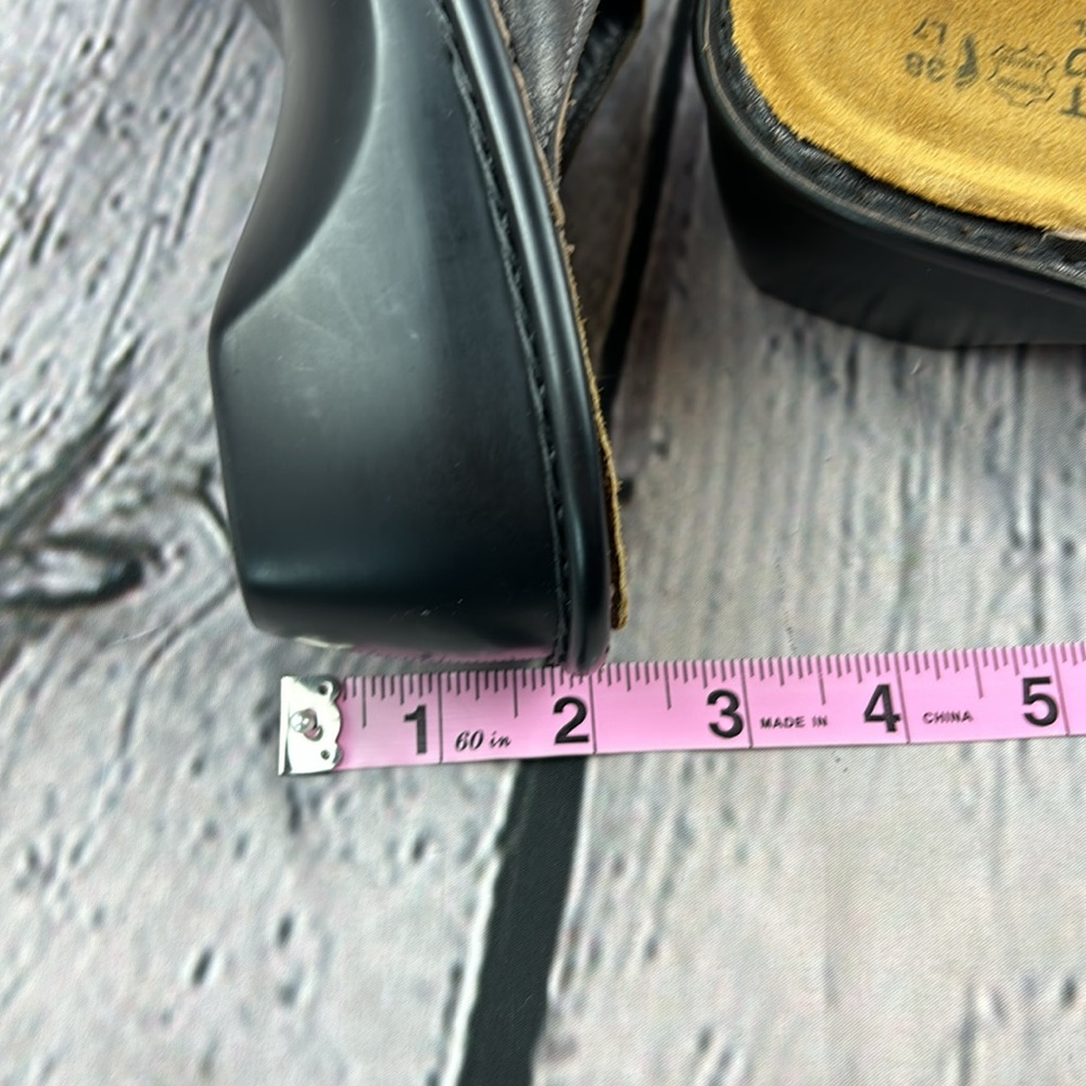 NAOT Deep Metallic Pewter Leather Jeweled Open Toe Slip On Low Wedge Sandals - Picture 8 of 17